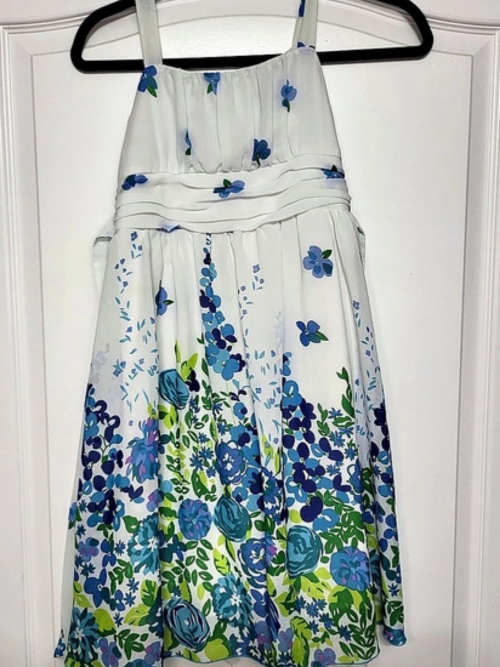 Disorderly Kids Floral Midi Dress in White & Blue Size 10